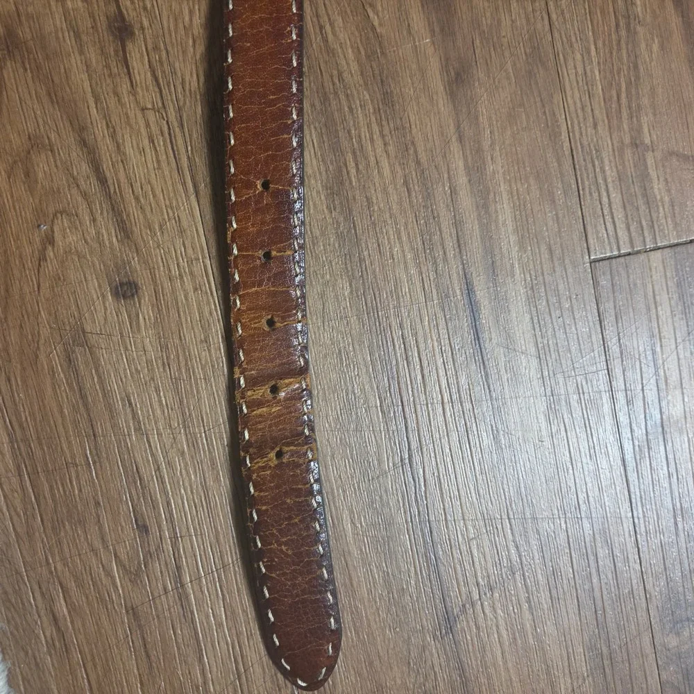 Bernardo Firenze Italian Leather Belt Contrast Stitching Mens 34 Italy Brown